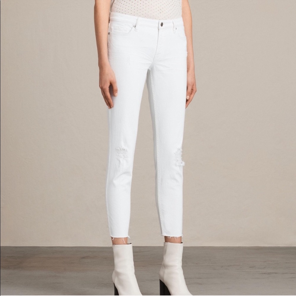 All saints destroyed white jeans